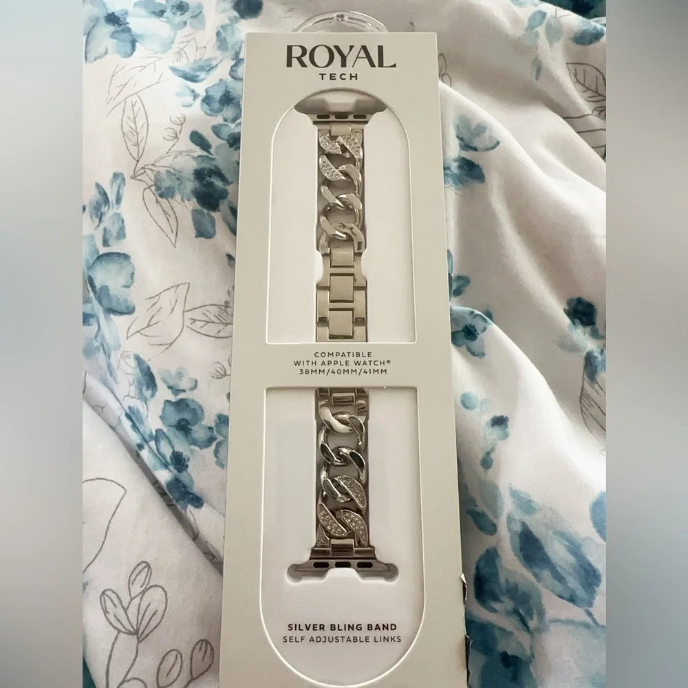 Royal Tech Silver Bling Band w/Tools to Adjust Links -Apple- 38MM/40MM/41MM NIB